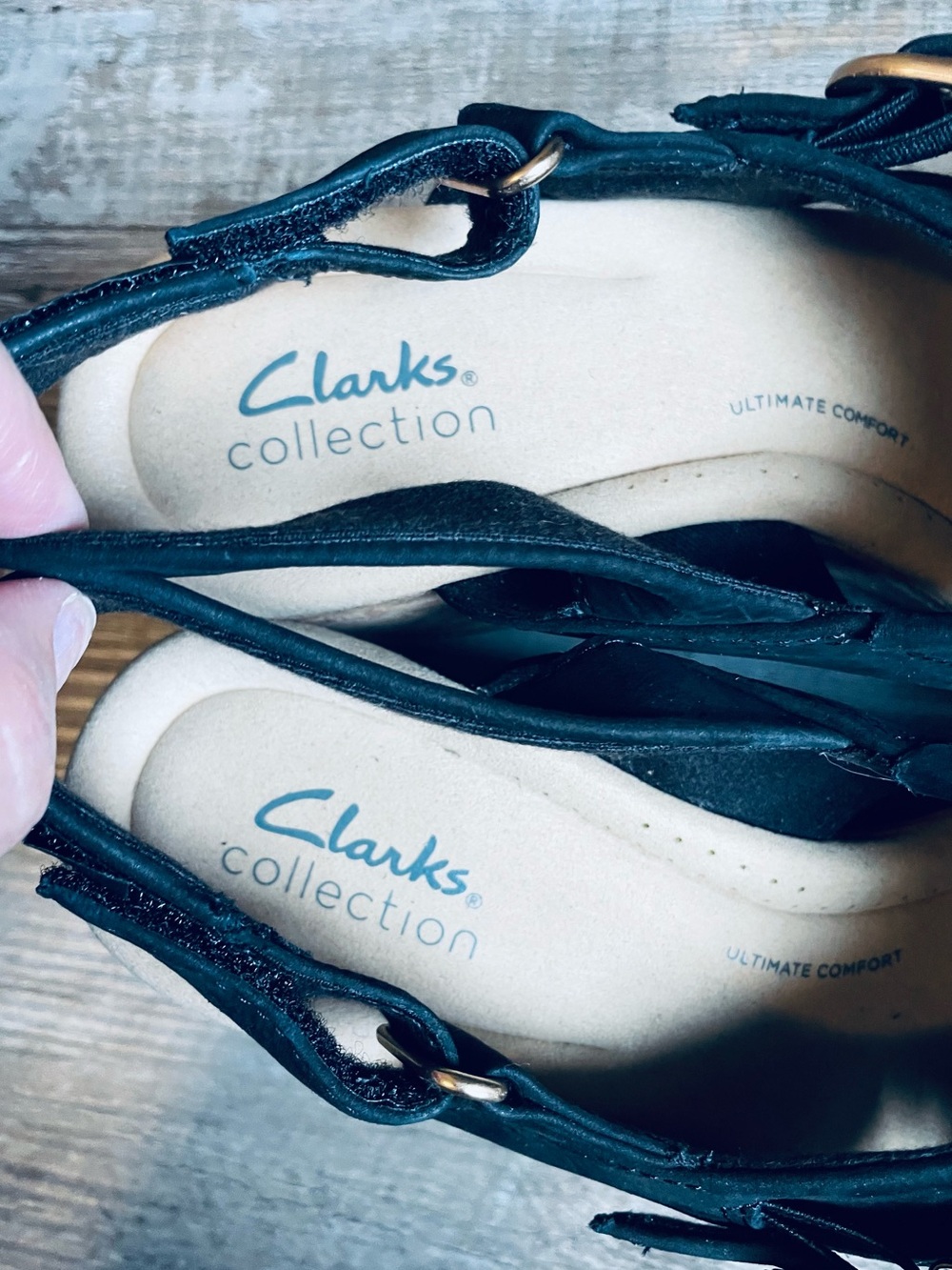 Clarks Women's Boho-Chic Giselle Dove Wedge Sandals in Nubuck Black, Size 9.5 - Picture 8 of 10
